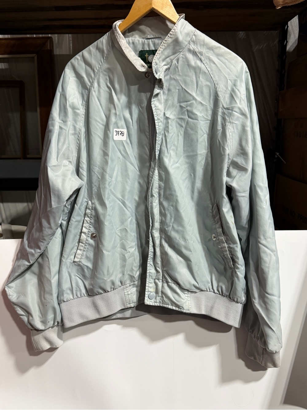 #3978-Light Gray Men’s Bomber Jacket by